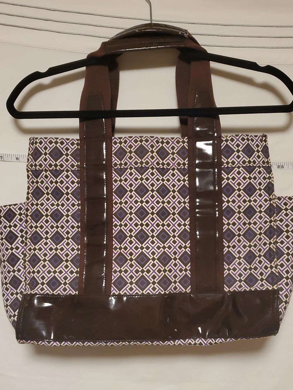 Tory Burch Vintage Purple And Brown Geometric Tote Bag